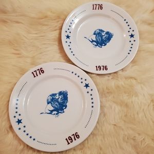Vintage Buffalo China, set of 2, Bison 1776-1976 Bicentennial bread/salad plates